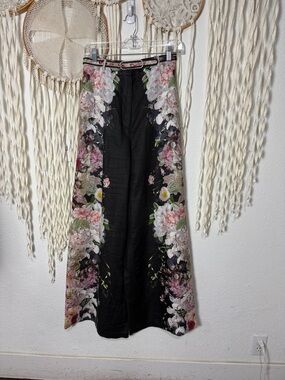 Zimmermann Linen Floral Wide Leg Trouser Size 0/XS-S